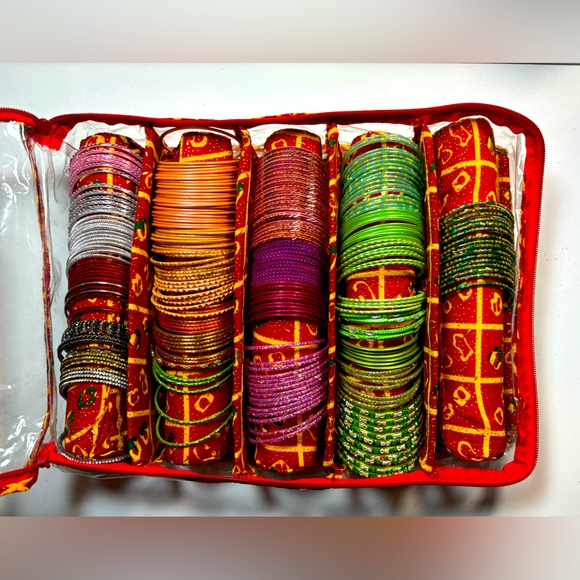 5 Roll Rectangle Bangle Cover Bag INDIAN Chudi Kangan Watch Travel Case Storage - Picture 2 of 5